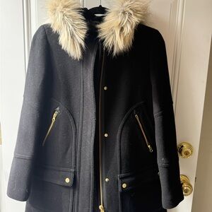 J. Crew Black wool Chateau Parka Stadium cloth